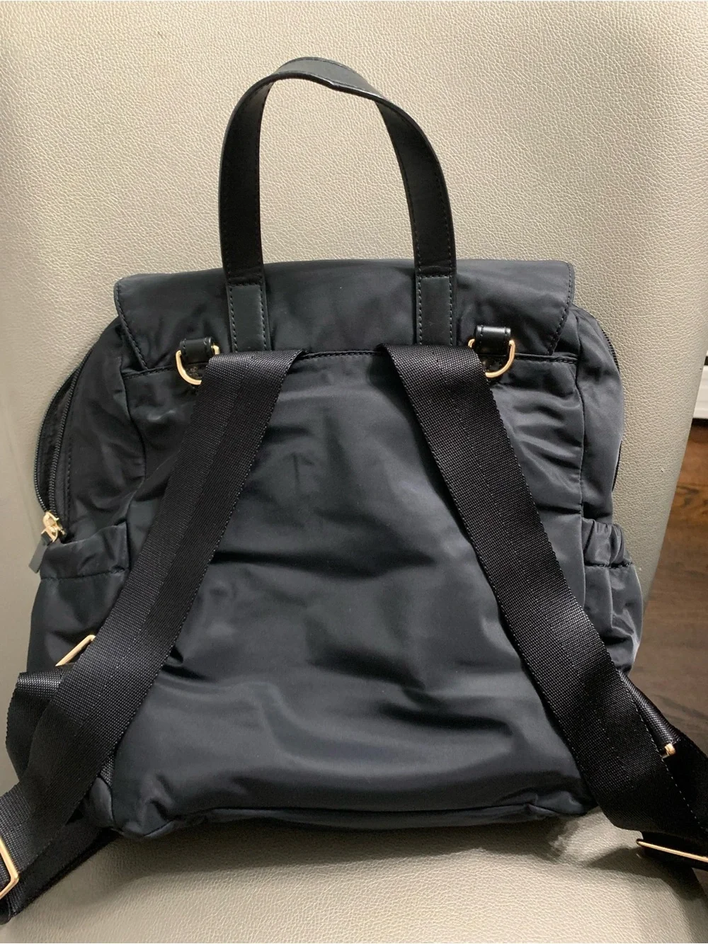 Tory Burch Black Nylon Diaper Backpack with Logo Accent